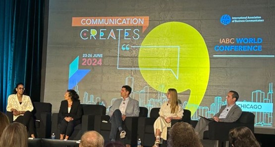 A panel of guests on stage at IABC World Conference 