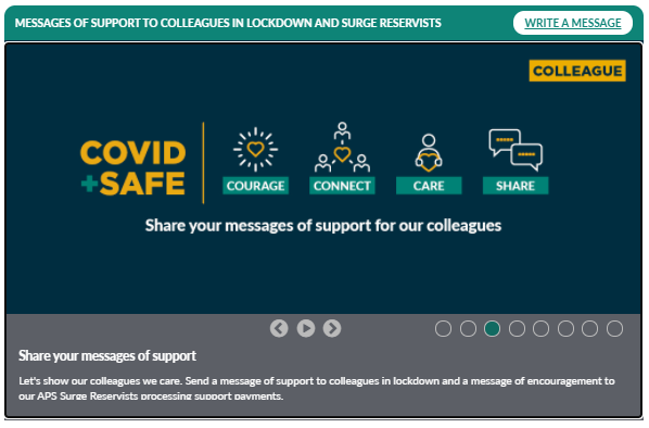 graphic about sharing messages of support to colleagues during pandemic lockdowns